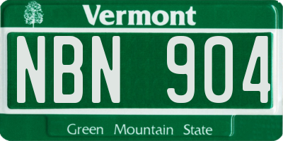 VT license plate NBN904