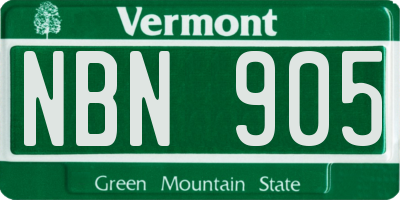 VT license plate NBN905