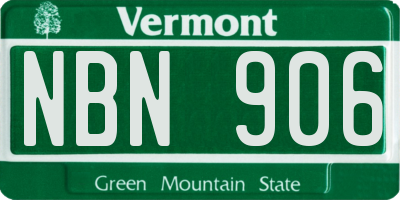 VT license plate NBN906