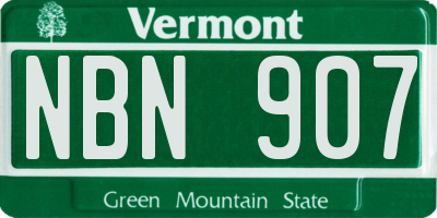 VT license plate NBN907