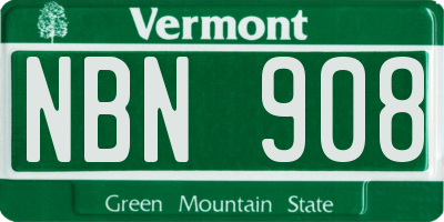 VT license plate NBN908