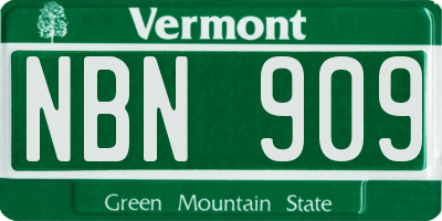 VT license plate NBN909