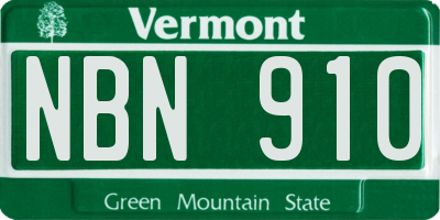 VT license plate NBN910