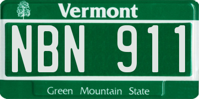 VT license plate NBN911