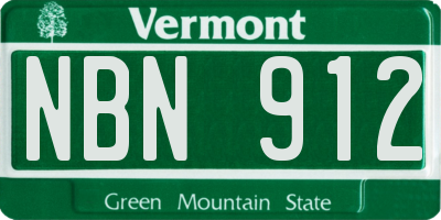 VT license plate NBN912