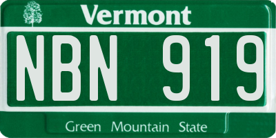 VT license plate NBN919