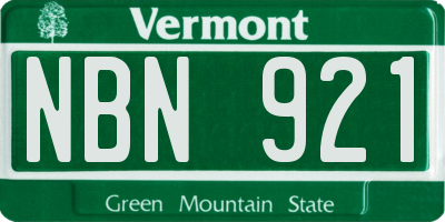 VT license plate NBN921