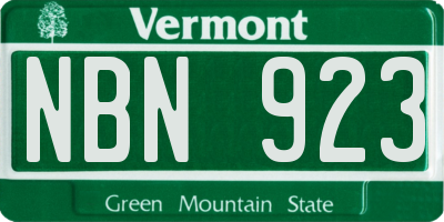 VT license plate NBN923