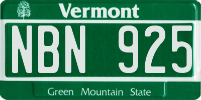 VT license plate NBN925