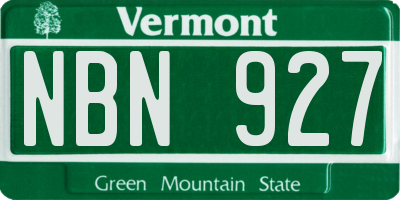 VT license plate NBN927
