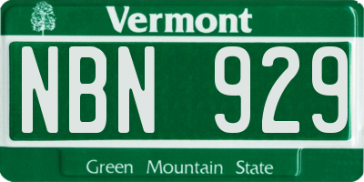 VT license plate NBN929