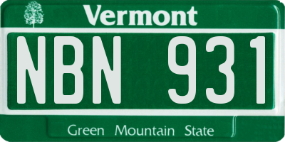 VT license plate NBN931