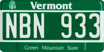 VT license plate NBN933