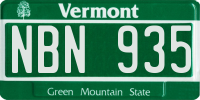 VT license plate NBN935