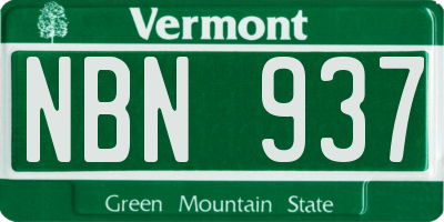 VT license plate NBN937