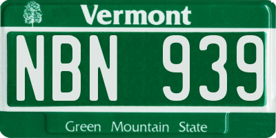 VT license plate NBN939