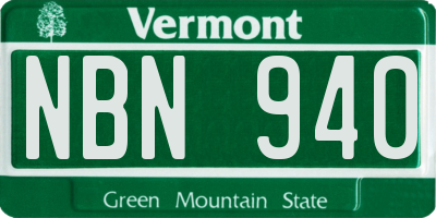 VT license plate NBN940