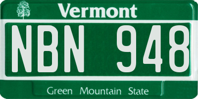 VT license plate NBN948