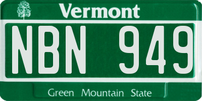 VT license plate NBN949