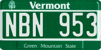 VT license plate NBN953