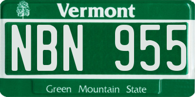 VT license plate NBN955