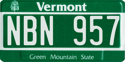 VT license plate NBN957