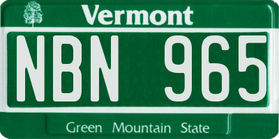 VT license plate NBN965