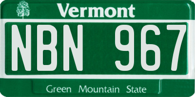 VT license plate NBN967
