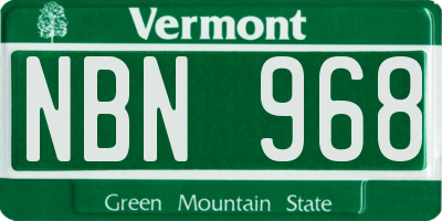 VT license plate NBN968