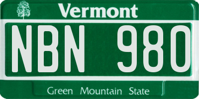 VT license plate NBN980