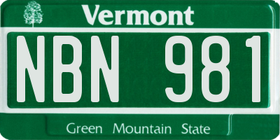 VT license plate NBN981