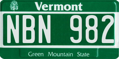 VT license plate NBN982