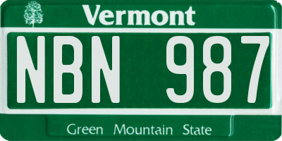 VT license plate NBN987