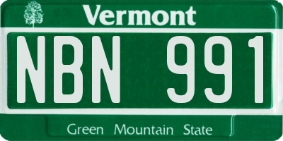 VT license plate NBN991