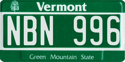 VT license plate NBN996