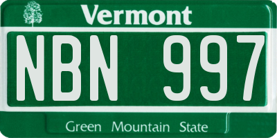 VT license plate NBN997