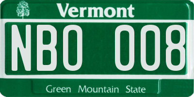 VT license plate NBO008