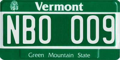 VT license plate NBO009