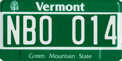 VT license plate NBO014