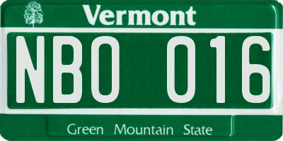 VT license plate NBO016