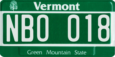 VT license plate NBO018