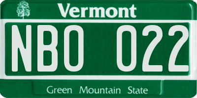 VT license plate NBO022