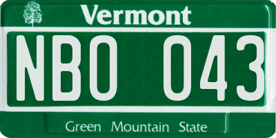 VT license plate NBO043