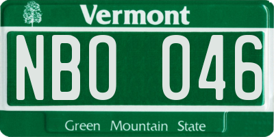 VT license plate NBO046