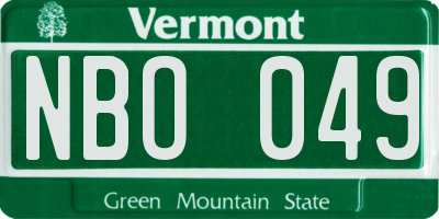 VT license plate NBO049