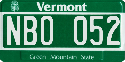 VT license plate NBO052