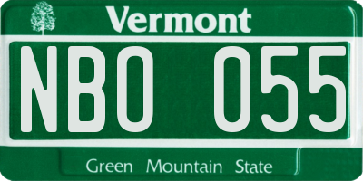 VT license plate NBO055