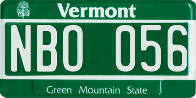 VT license plate NBO056