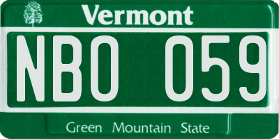VT license plate NBO059