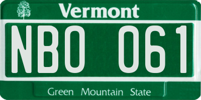 VT license plate NBO061